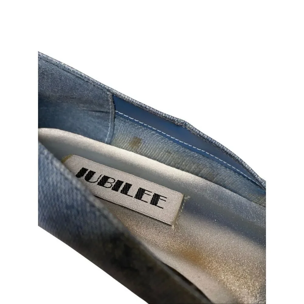 Vintage Jubilee Womens 7M Blue Denim Stud Embellished Peach Ballet Shoes Western